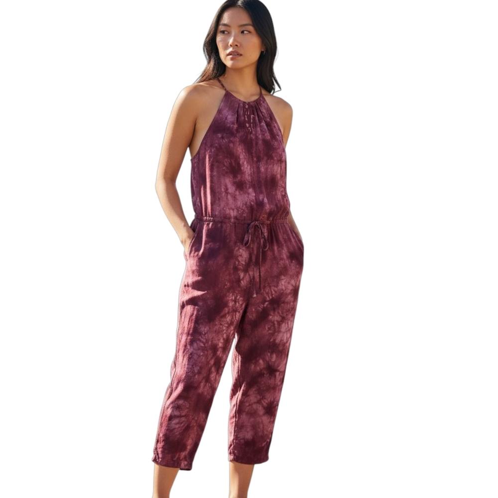 Cloth & Stone Yashi Tie Dye Jumpsuit L Fuchsia Pink